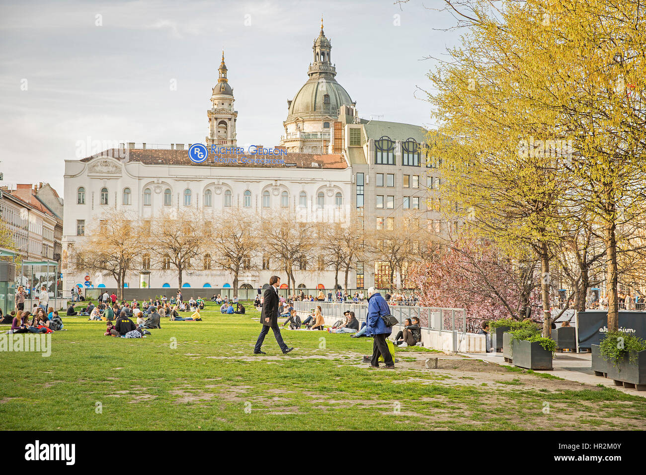 Inner city park in Budapest at spring time. Stock Photo