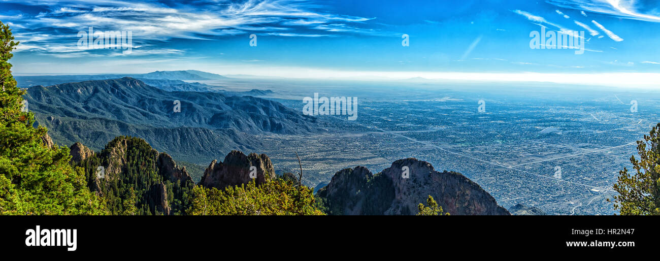 A view of Albuquerque, New Mexico (Elev. 5,312 ft.) from the 10,678 foot elevation of Sandia