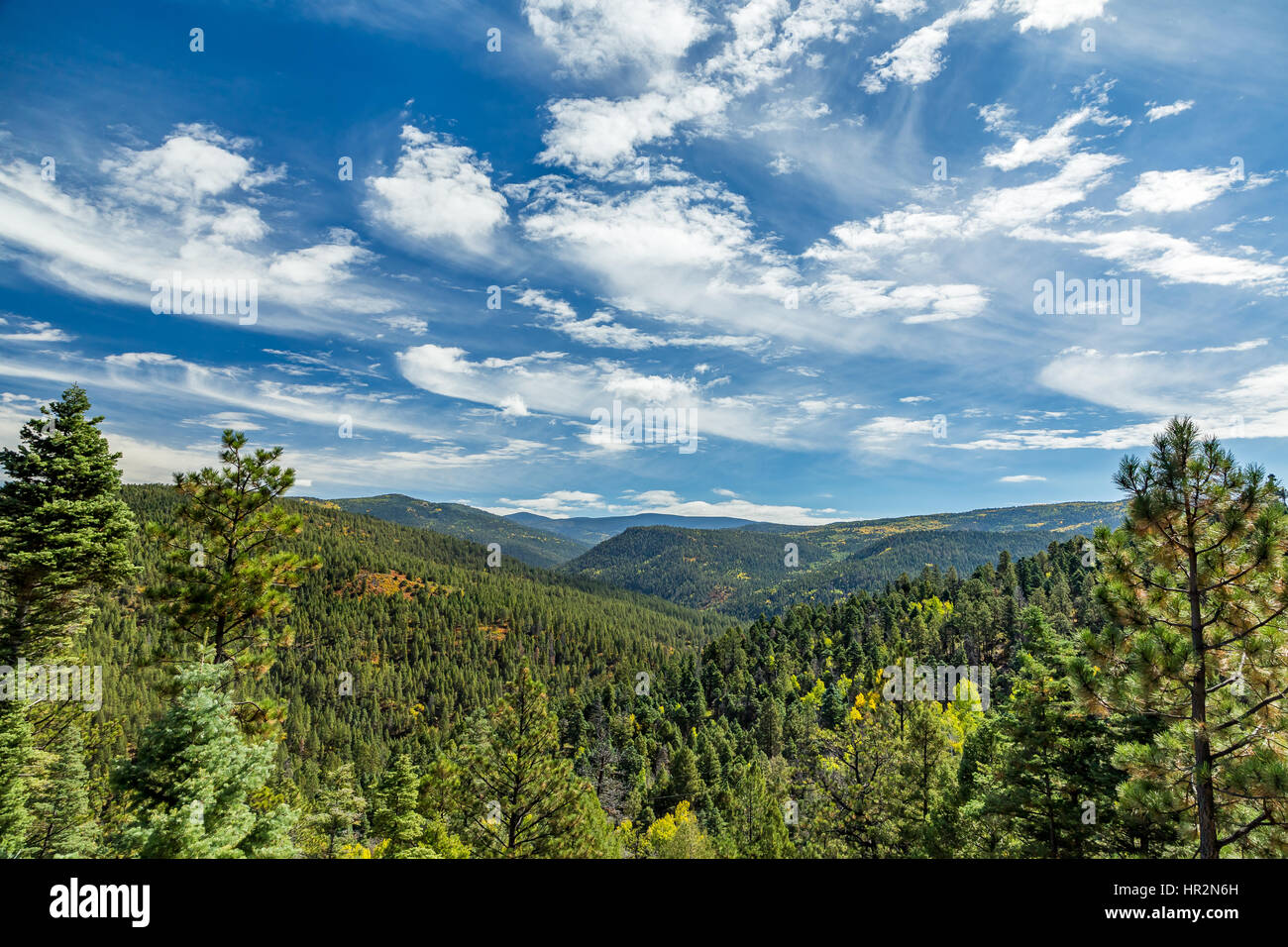 A View of Maestas Ridge in the Sangre de Cristo Mountains along State Highway 76. Stock Photo