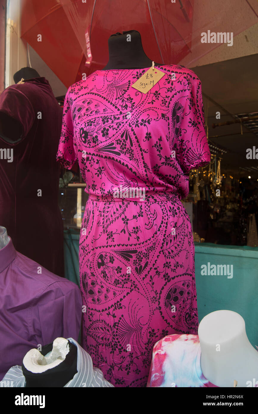 £8 dress for sale in the window of a charity shop in Nicolson Street, Edinburgh, Scotland, UK Stock Photo