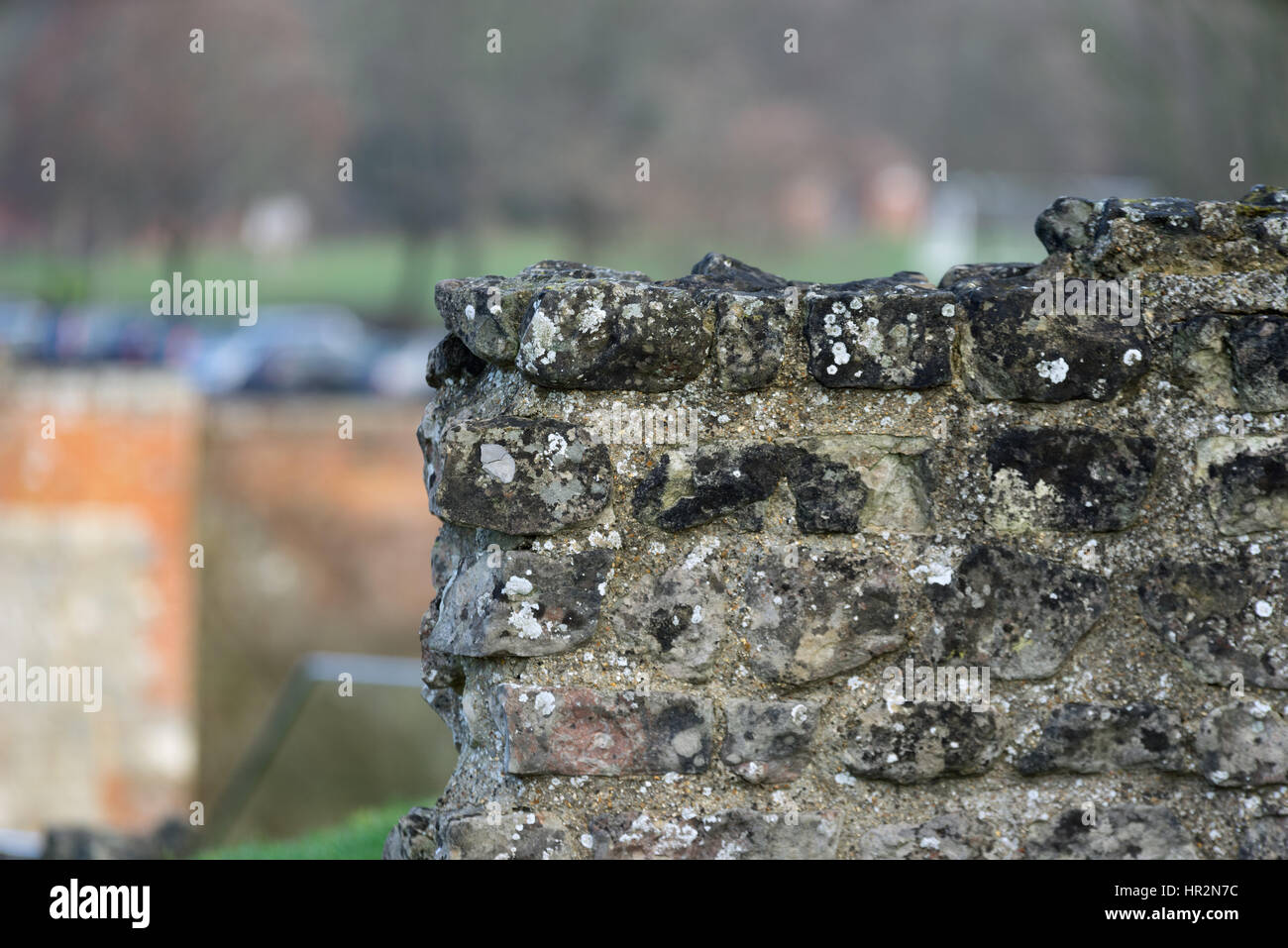 Flint wall at Farnham Castle in Surrey Stock Photo Alamy
