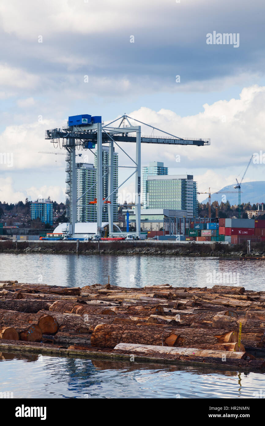 Logging and other industries along the banks of the Fraser River in