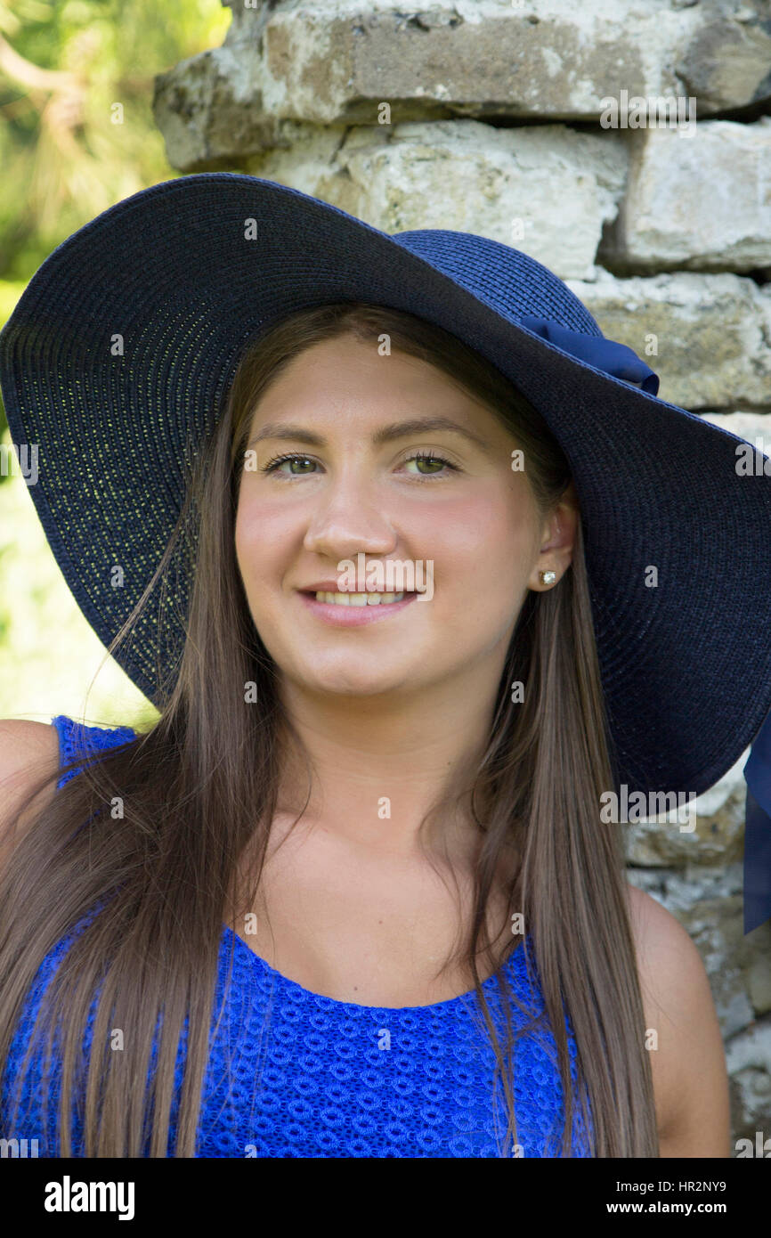 Beautiful young girl in nature, Selective focus and small depth of ...