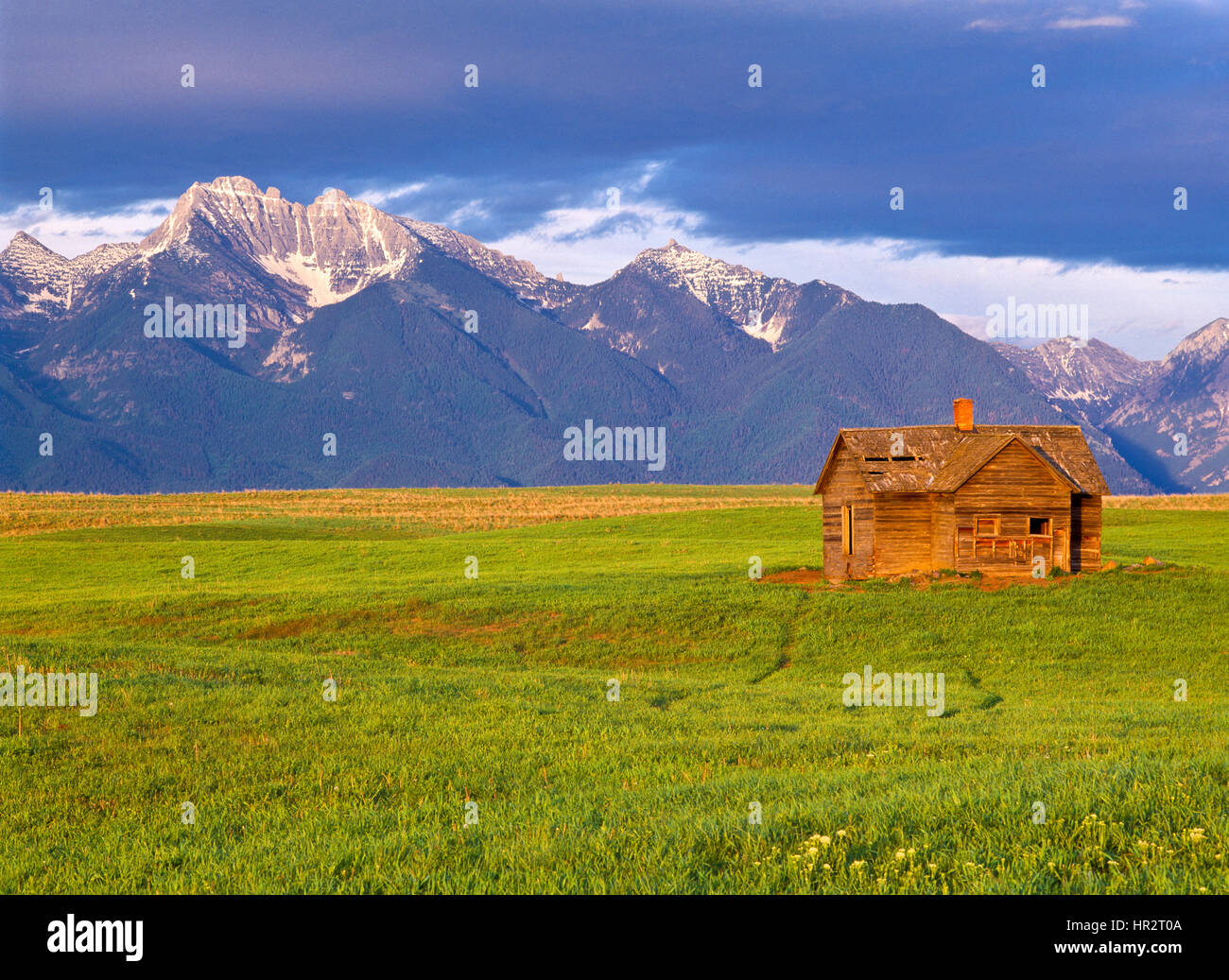 homestead cabin below the mission mountains near ronan, montana Stock