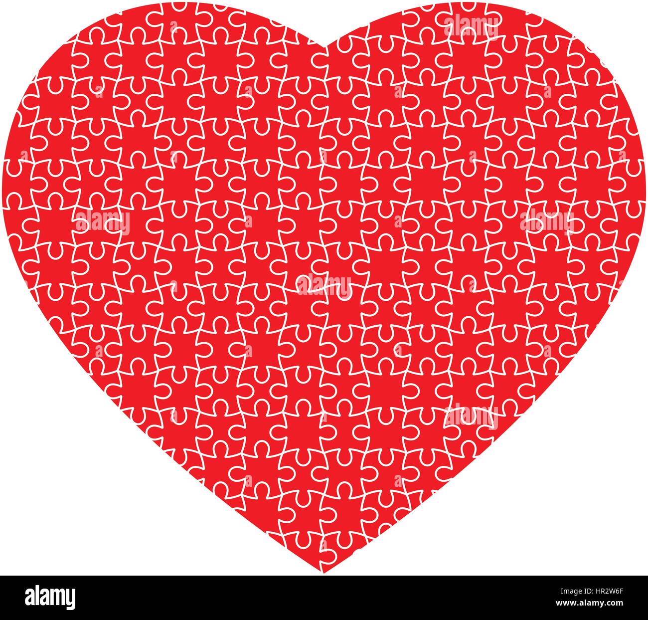 Red jigsaw puzzle of heart on white background Stock Vector Image & Art ...