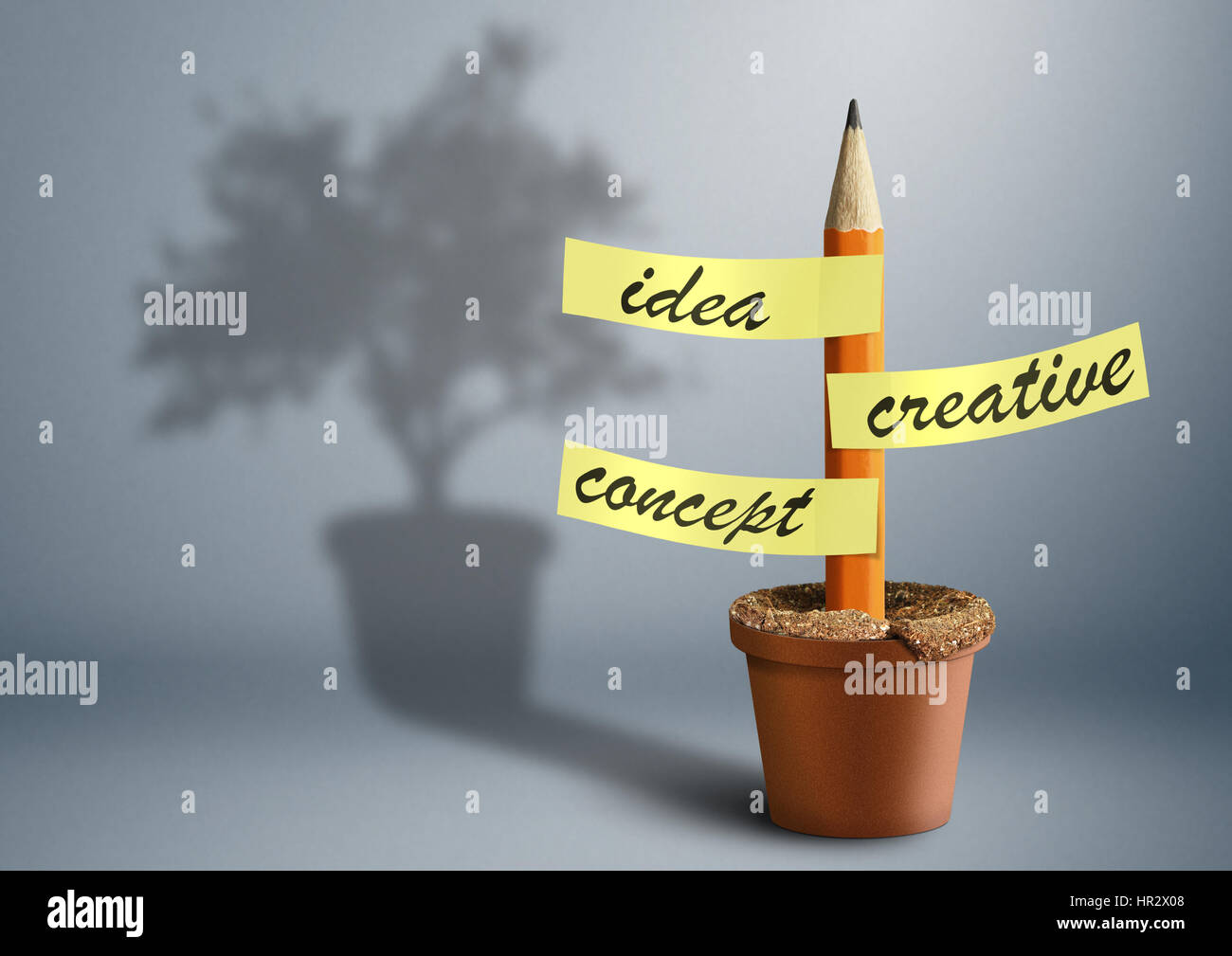 Idea creative concept, pencil with stickers as tree Stock Photo - Alamy