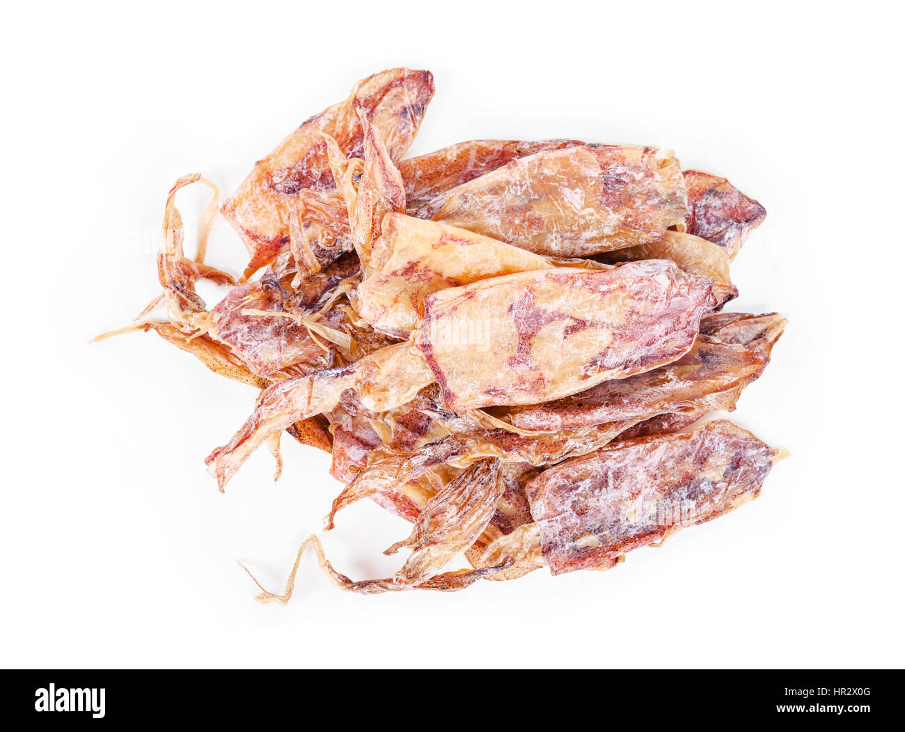 Dried squids isolated on white background Stock Photo