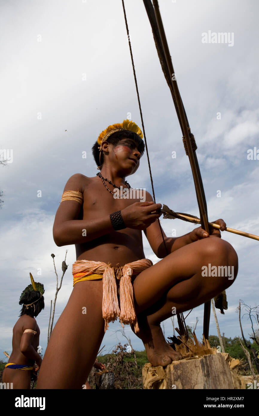 Native indians in the Amazone, brazil Stock Photo