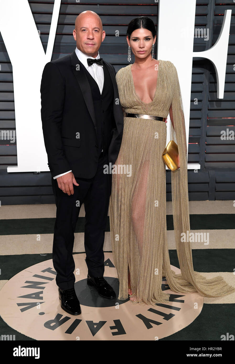 Vin Diesel and Paloma Jimenez arriving at the Vanity Fair Oscar Party in  Beverly Hills, Los Angeles, USA Stock Photo - Alamy