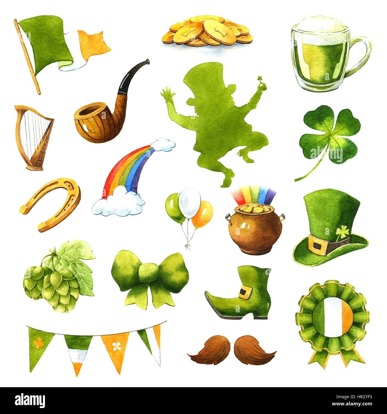 Download St.Patrick 's Day. Watercolor clip-art Stock Photo ...