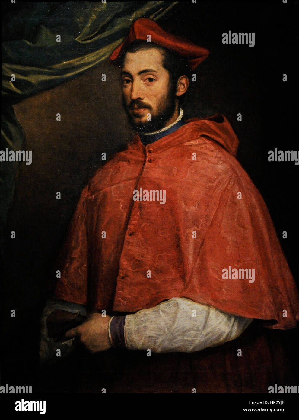 Titian (1489/1490-1576). Italian painter. Portrait of Cardinal Alessandro Farnese, 1545-1546. Farnese Collection. National Museum of Capodimonte. Naples. Italy. Stock Photo
