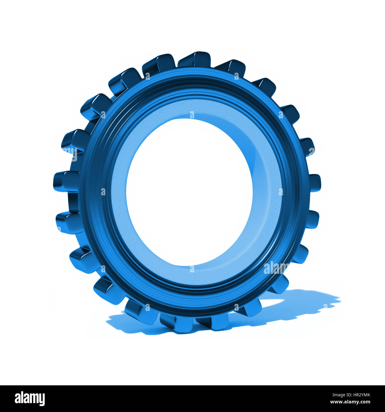 blue gear in front of a white background Stock Photo