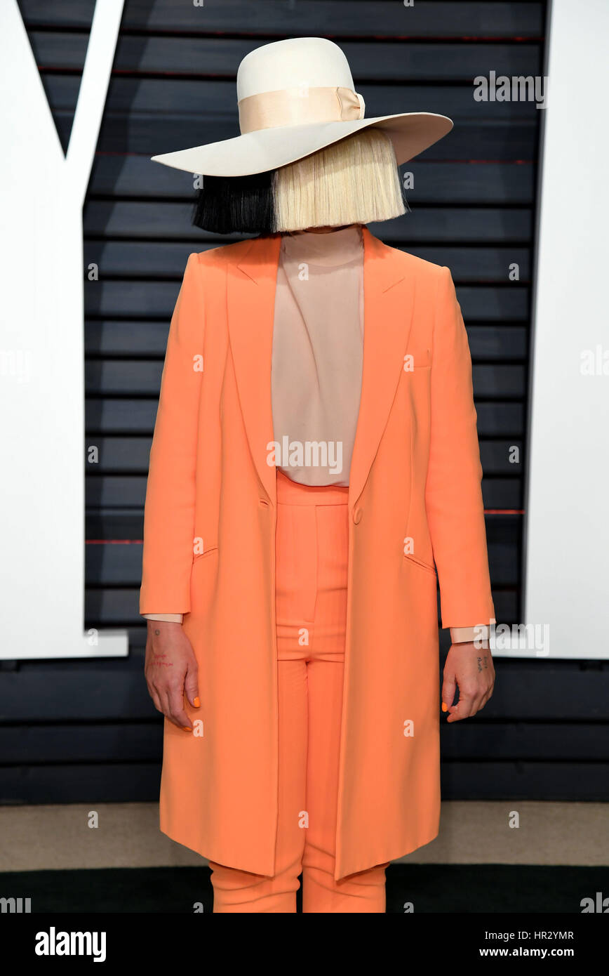 PABEST Sia arriving at the Vanity Fair Oscar Party in Beverly Hills, Los Angeles, USA. Stock Photo