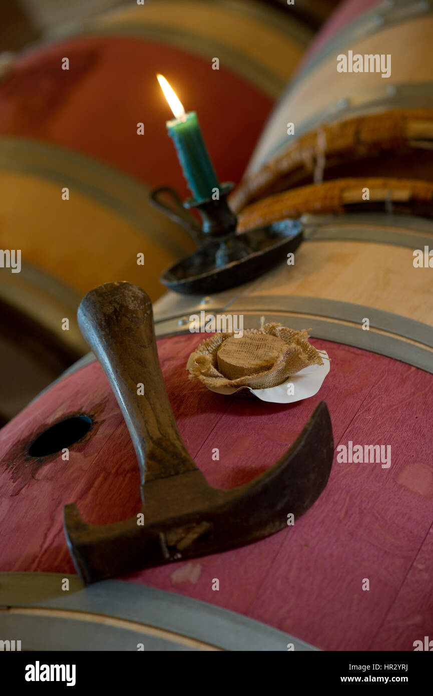 Wine Barrel, Wine Cellar, Bordeaux Wineyard, France Stock Photo Alamy
