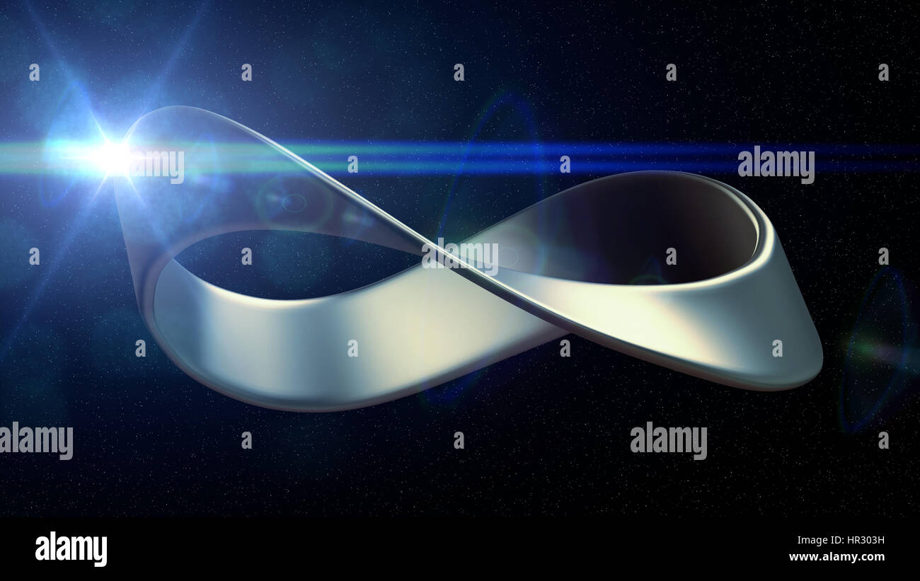 metal mobius strip in space (3d illustration) Stock Photo