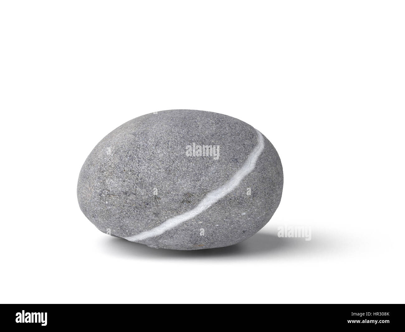 natural gray stone with white line isolated on white background Stock Photo