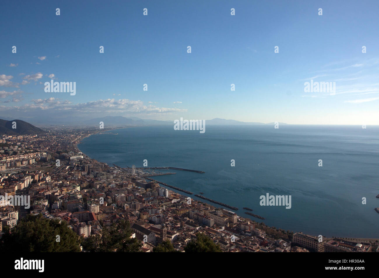 Golfo di Salerno visto dal castello di Arechi Stock Photo