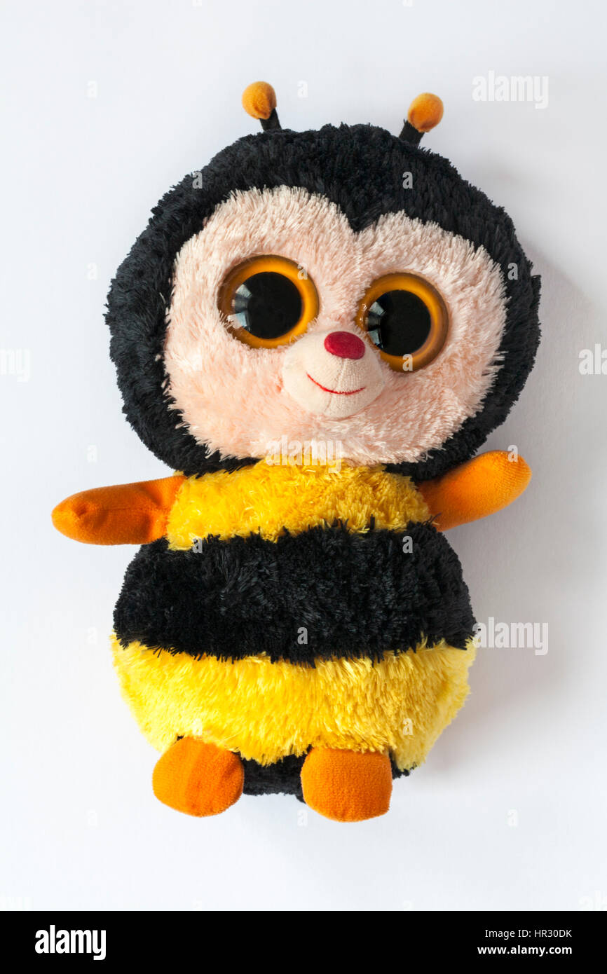 Sting the Bee Ty Beanie boos - Bumblebee soft cuddly toy isolated on white background Stock Photo