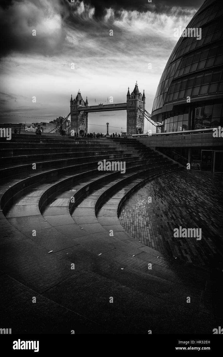 City Hall and Tower Bridge, London Stock Photo
