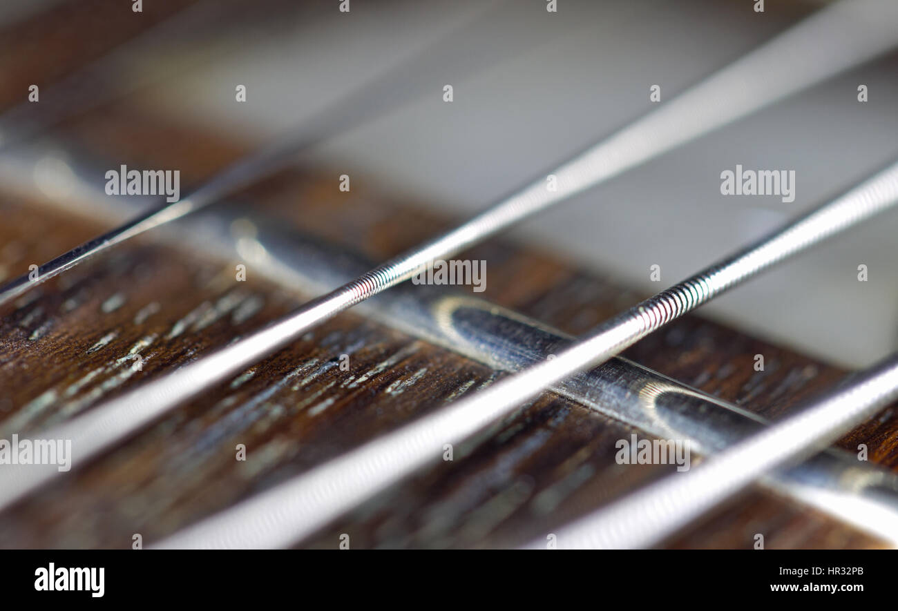 guitar-strings closeup Stock Photo