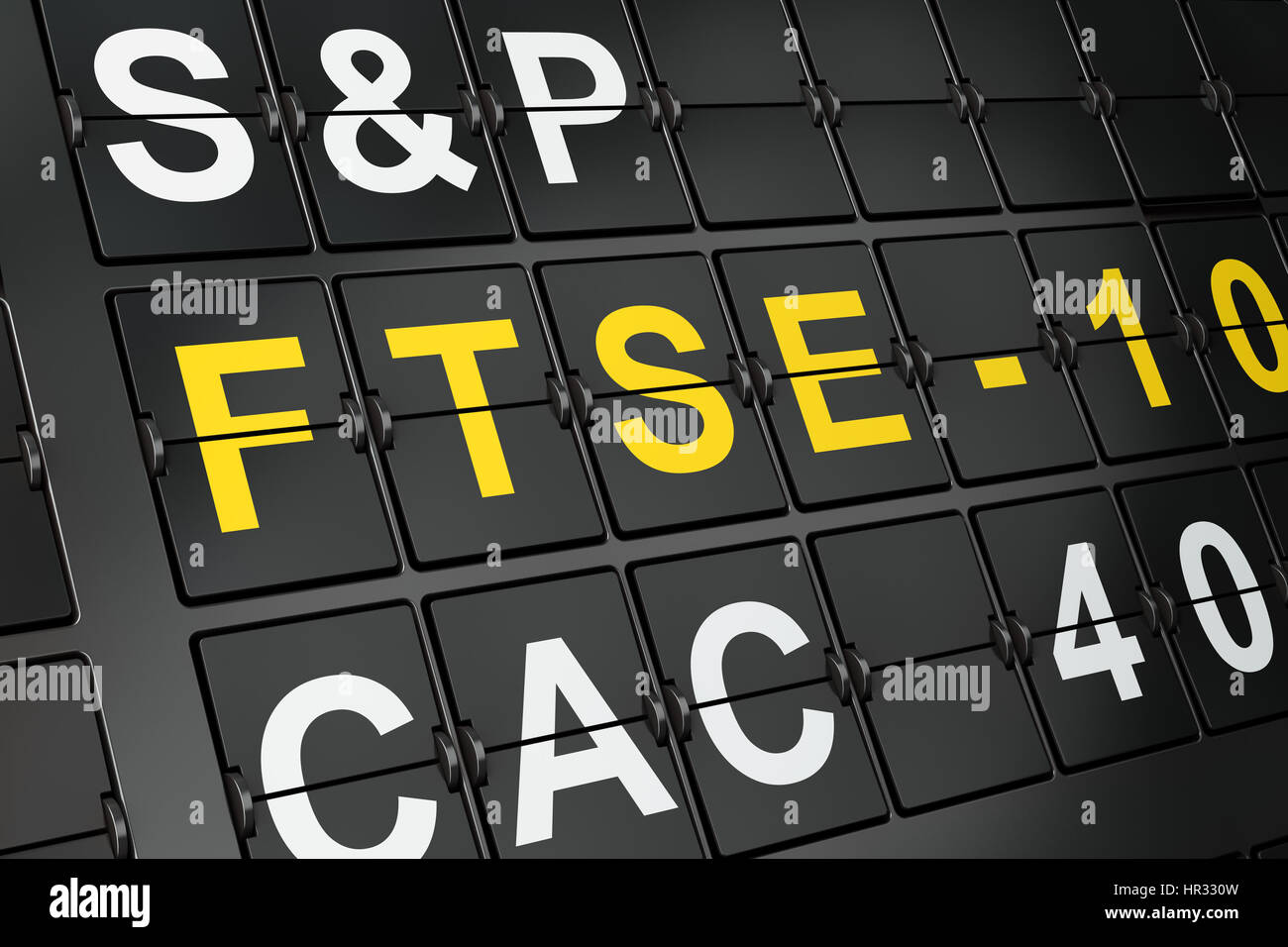 Stock market indexes concept: FTSE-100 on airport board background ...