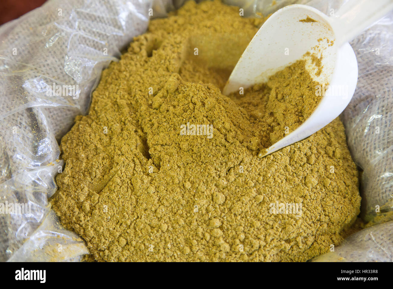 Curry,curry powder is a spice mix of widely varying composition based on South Asian cuisine. Stock Photo