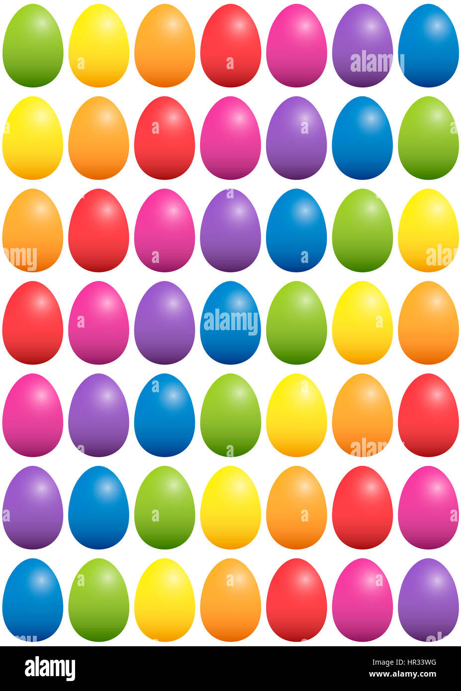 Easter EggEaster eggs color spectrum background - seamless pattern. Isolated vector illustration on white background.s Color Spectrum Background Stock Photo