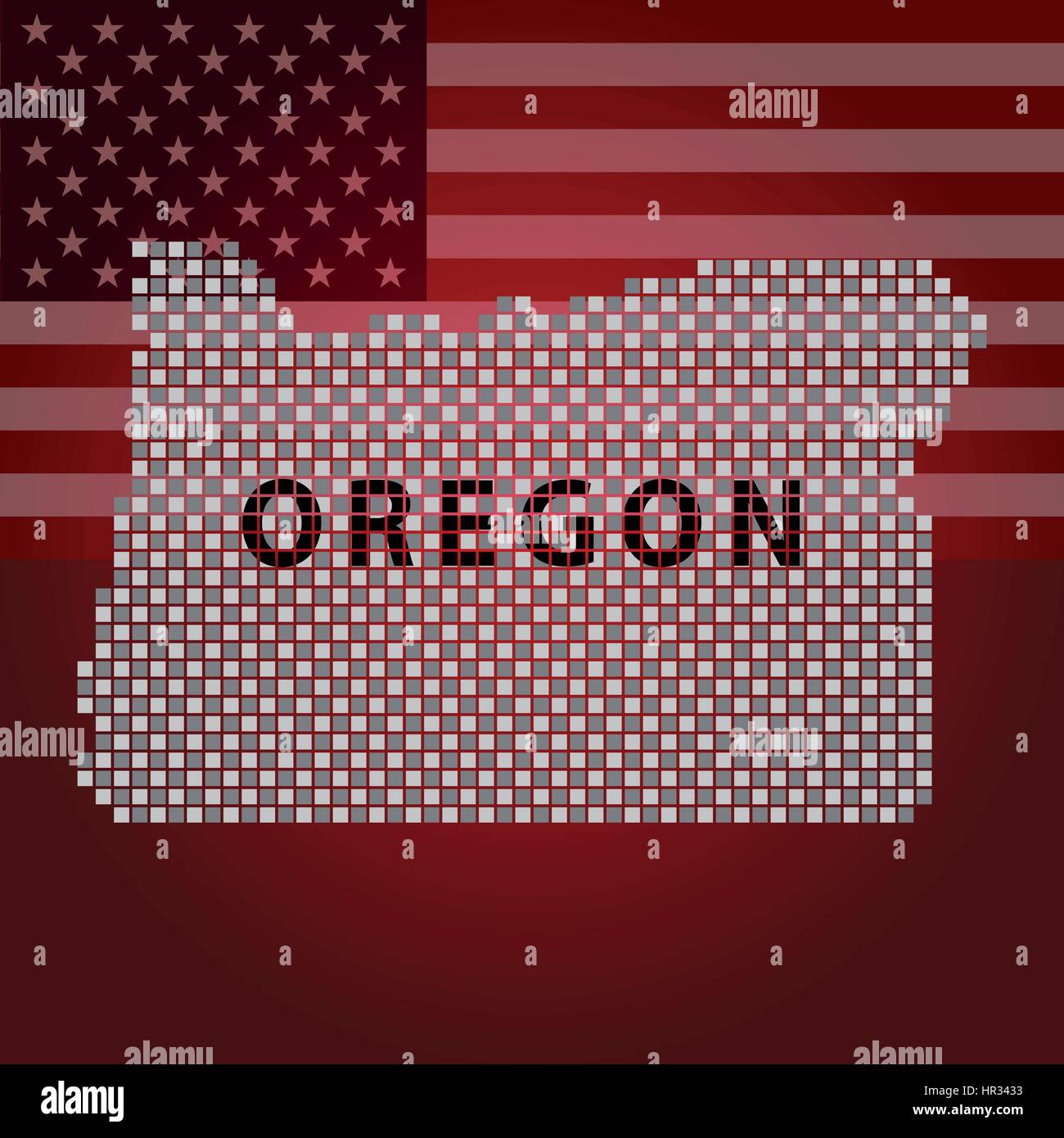 Oregon map of of geometric squares, part of the United States of America, Vector illustration, EPS 10 Stock Vector