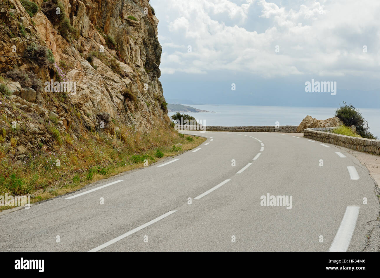 Corsican coastal road. Stock Photo