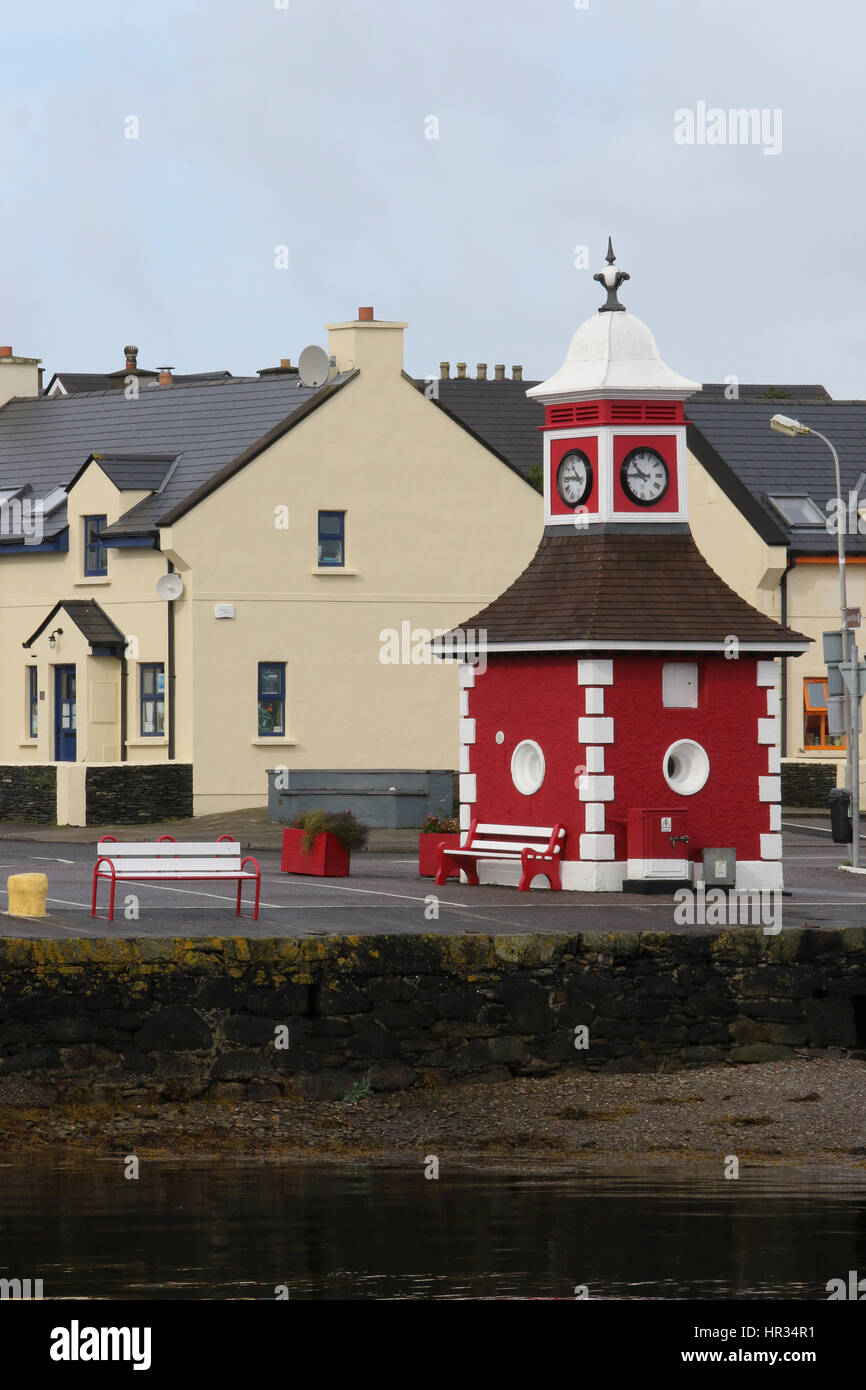 The clock tower at the harbour in Knightstown, Valentia Island, County