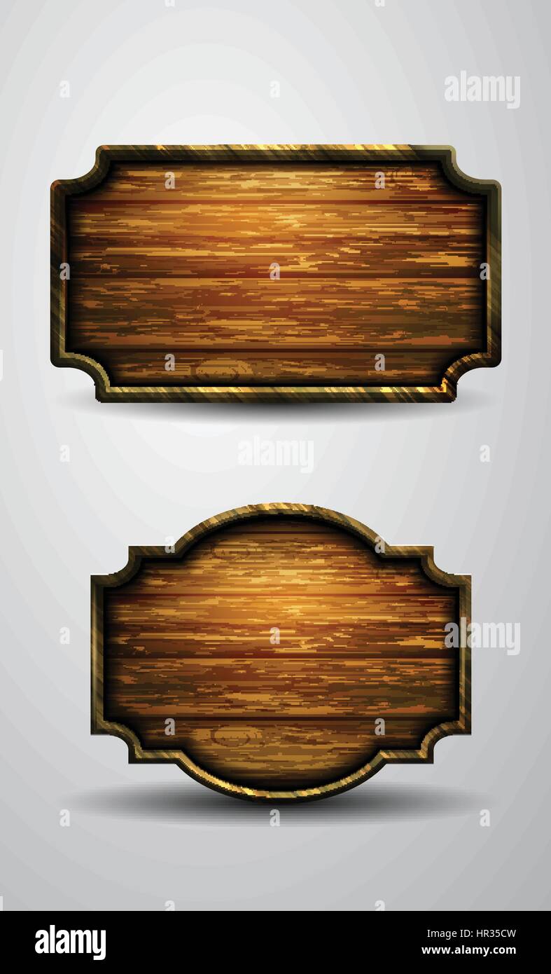 Wooden signs, vector icon set Stock Vector Image & Art - Alamy
