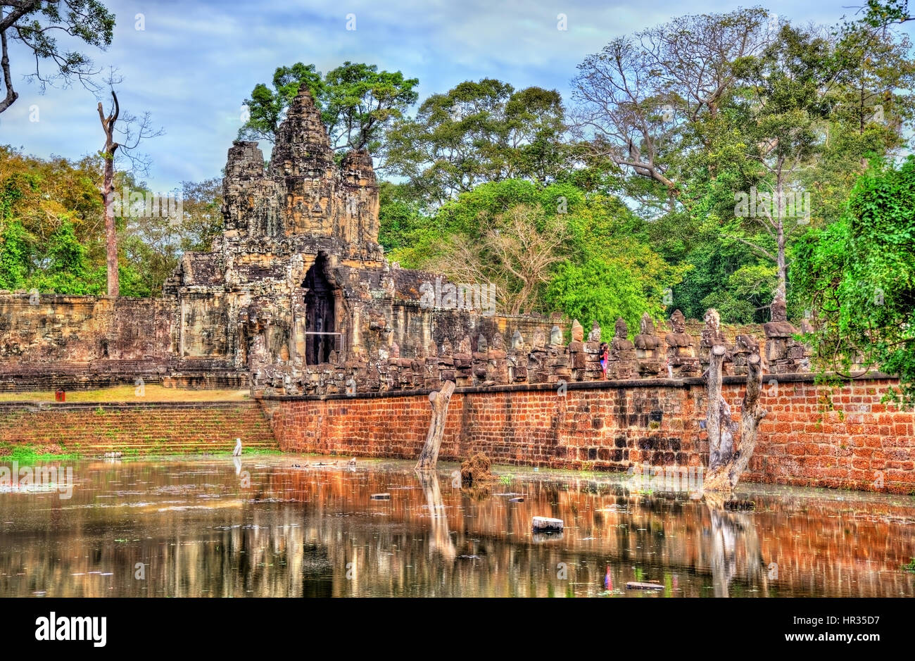 Bridge and South Gate of Angkor Thom, Cambodia Stock Photo