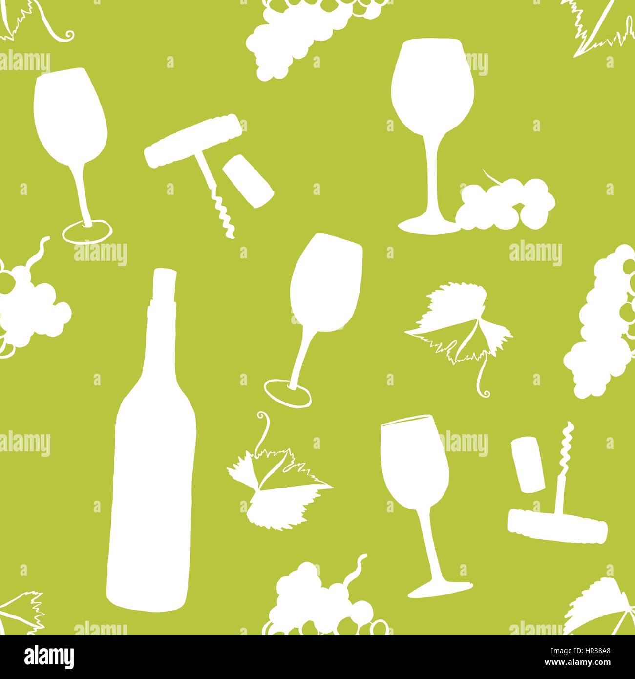 Seamless wine vector pattern with freehand drawings Stock Vector Image ...