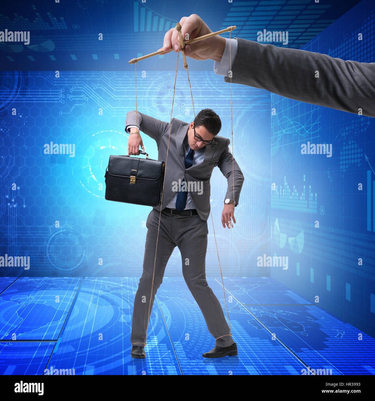 Businessman puppet being manipulated by boss Stock Photo Alamy