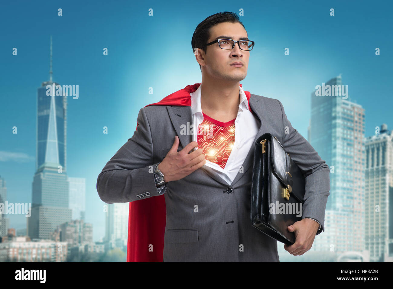 Superhero preparing to save the city Stock Photo - Alamy