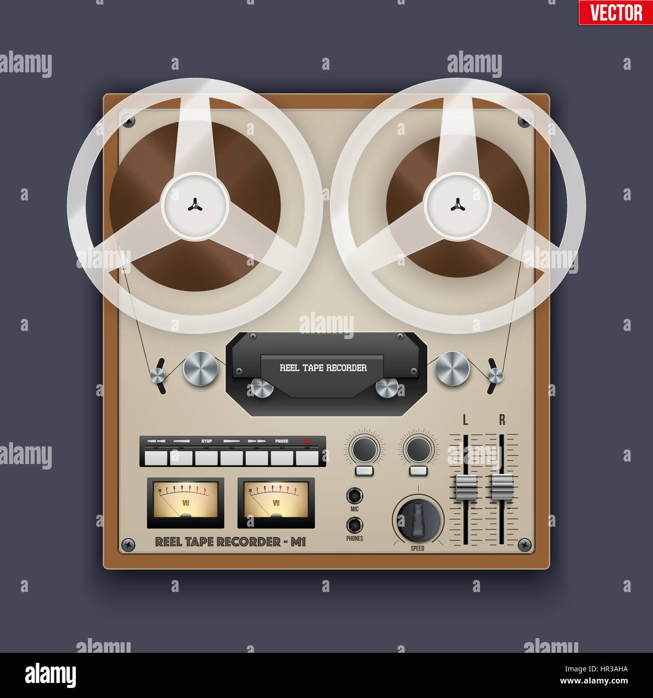 Vintage audio tape recorder reel Stock Vector Images - Alamy