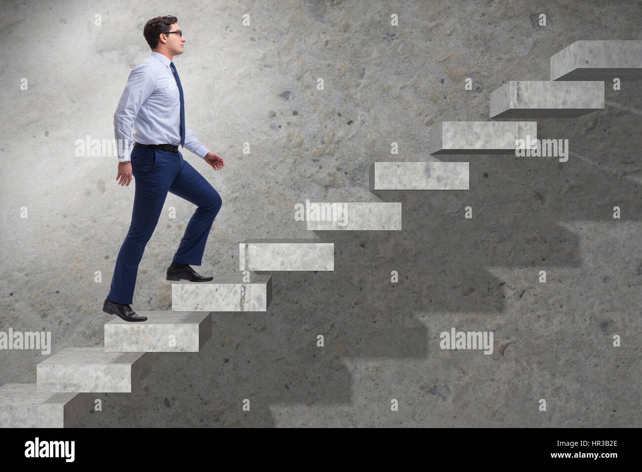 Young businessman climbing career ladder Stock Photo - Alamy