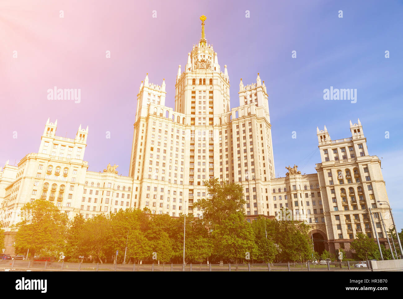 The front facade view of the Kotelnicheskaya skyscraper in Moscow, Russia Stock Photo