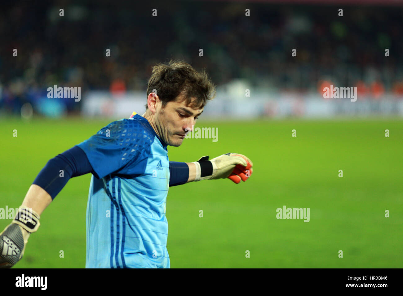 CLUJ-NAPOCA, ROMANIA - MARCH 27, 2016: Iker Casillas, the goalkeeper of the National Football Team of Spain playing against Romania in friendly match  Stock Photo