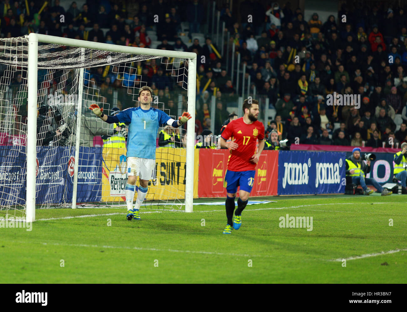 CLUJ-NAPOCA, ROMANIA - MARCH 27, 2016: Iker Casillas, the goalkeeper of the National Football Team of Spain playing against Romania in friendly match  Stock Photo