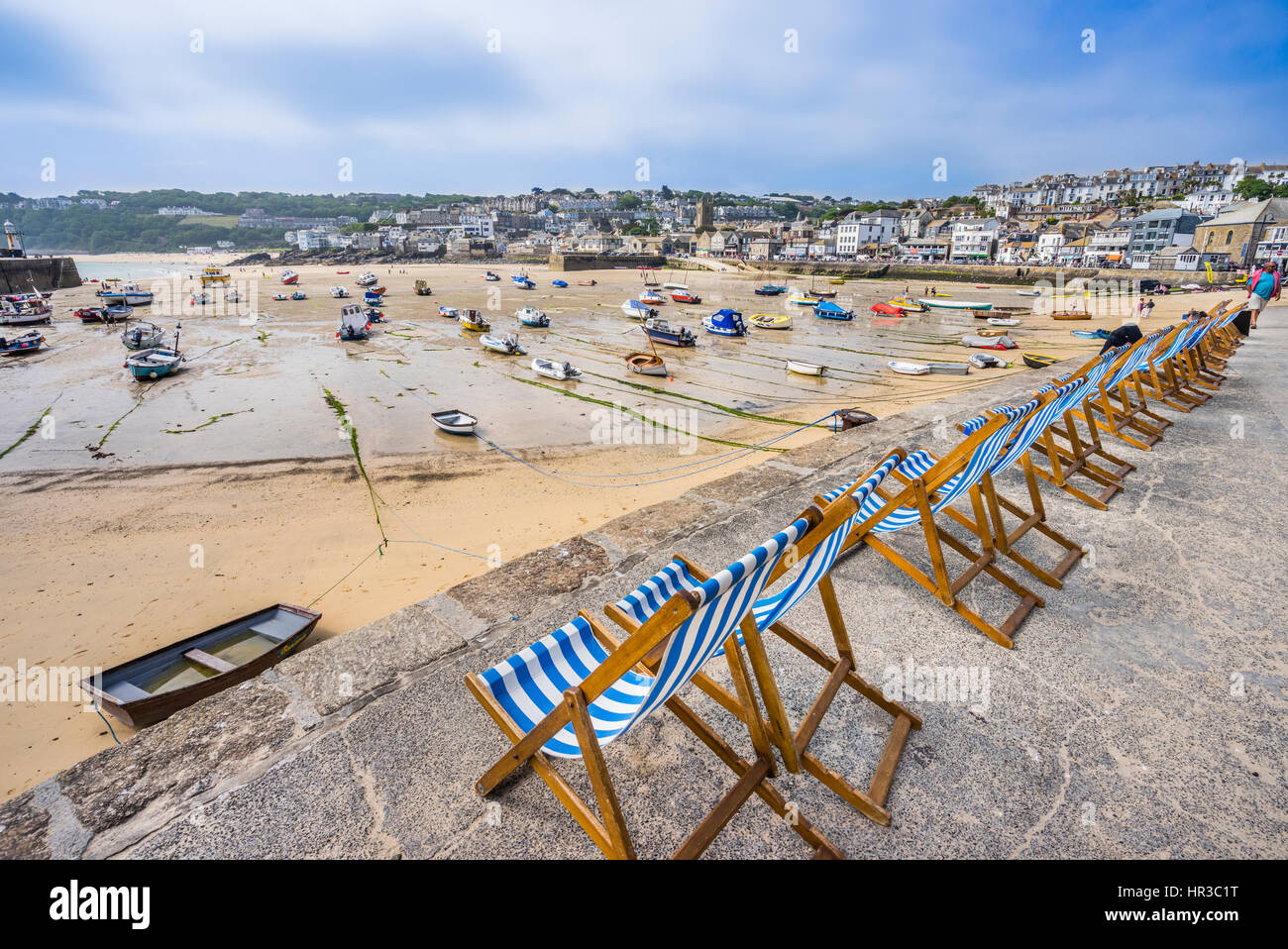 United Kingdom, South West England, Cornwall, St Ives, view of St Ives Harbour Beach Stock Photo