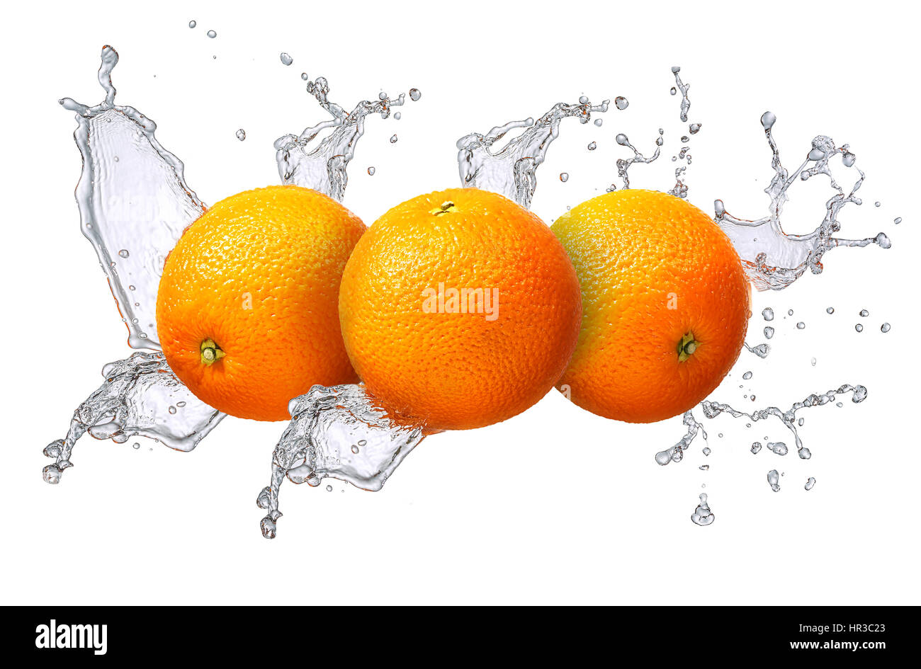 Water splash and fruits isolated on white backgroud. Fresh orange Stock ...