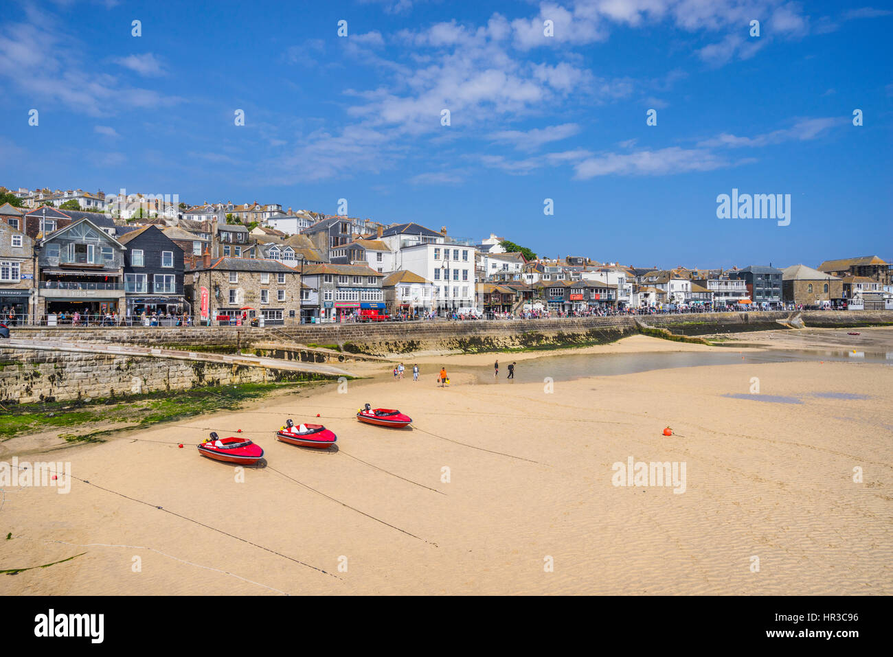 United Kingdom, Cornwall, St Ives, Wharf Road at St Ives harbour Stock Photo
