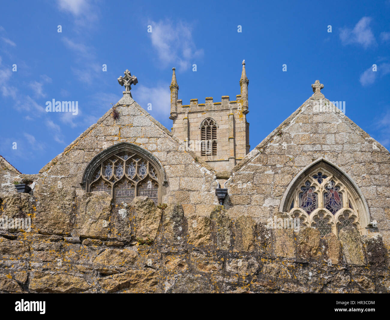 United Kingdom, Cornwall, St Ives, 15th century St Ives Parish Church is dedicated to the Saint Ia the Virgin Stock Photo