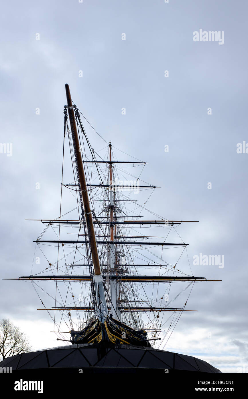 Cutty Sark, Greenwich, London, a tea clipper built in 1869 and the fastest ship in her day. Stock Photo