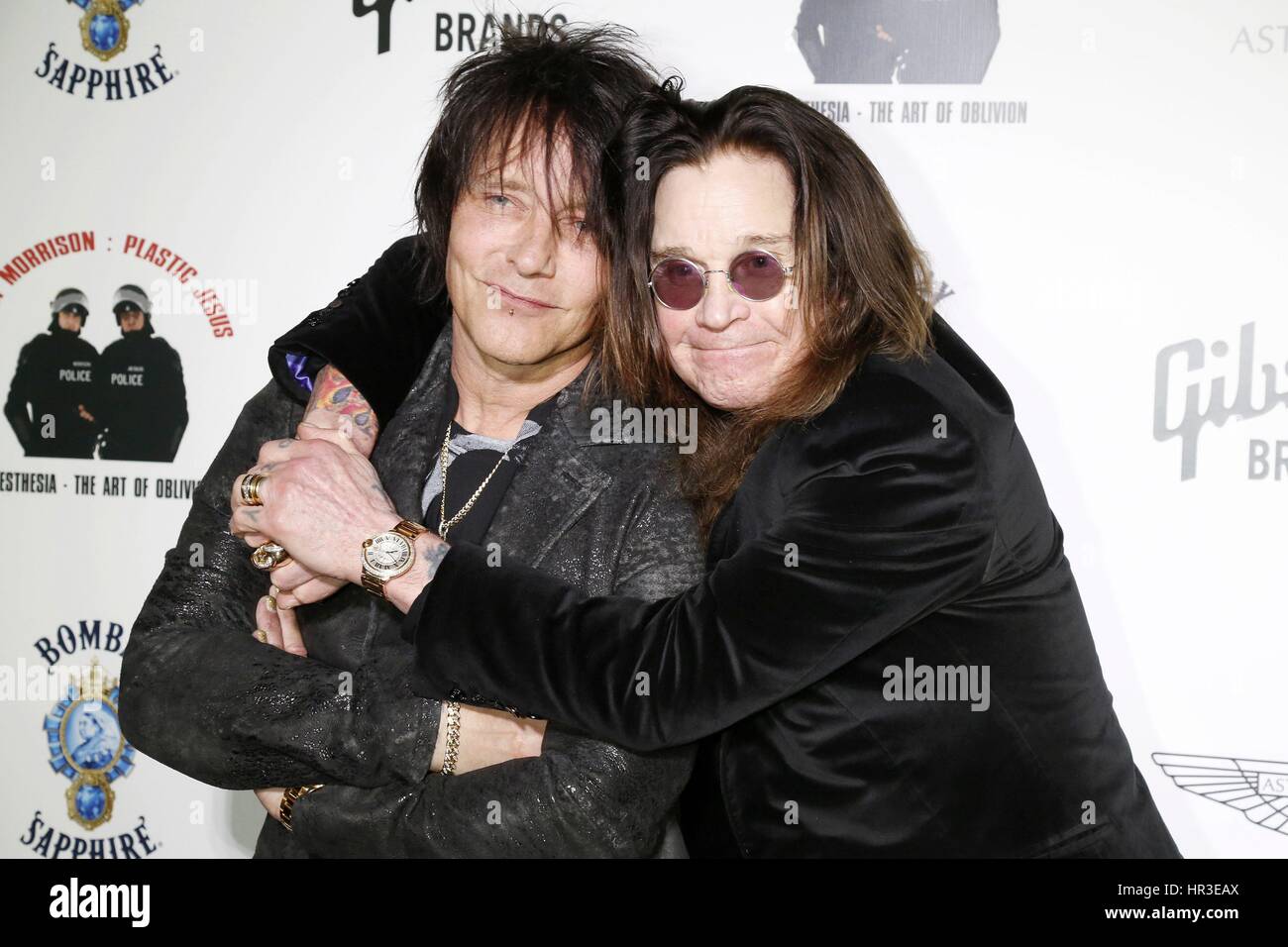 West Hollywood, California. 24th Feb, 2017. Billy Morrison and Ozzy  Osbourne attend the 'Anesthesia: The Art of Oblivion' by Billy Morrison &  Plastic Jesus opening reception at Gibson Brands Sunset on February