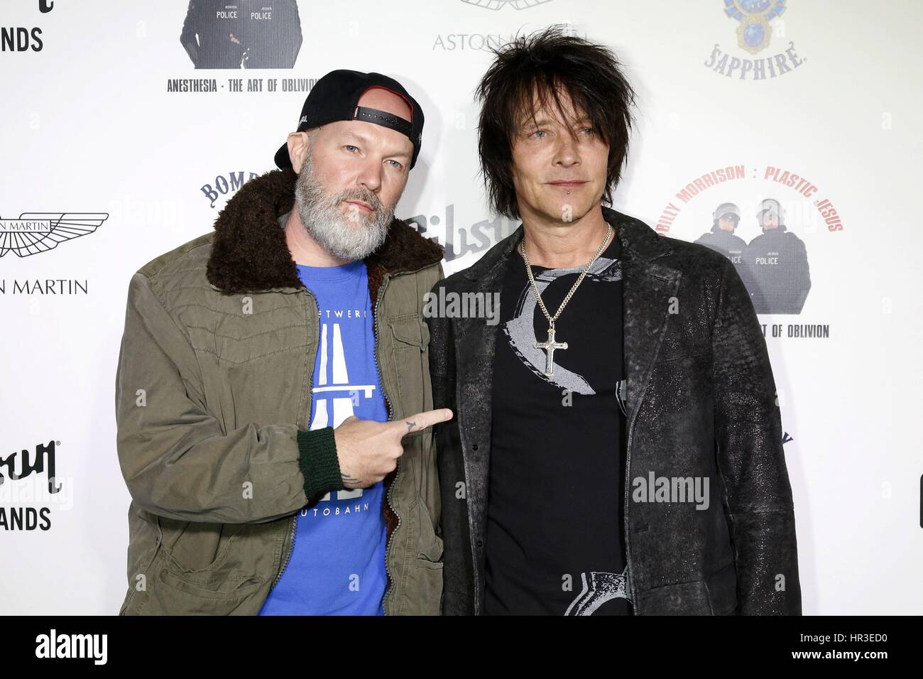 West Hollywood, California. 24th Feb, 2017. Fred Durst and Billy Morrison attend the 'Anesthesia: The Art of Oblivion' by Billy Morrison & Plastic Jesus opening reception at Gibson Brands Sunset on February 24, 2017 in West Hollywood, California. | usage worldwide Credit: dpa/Alamy Live News Stock Photo