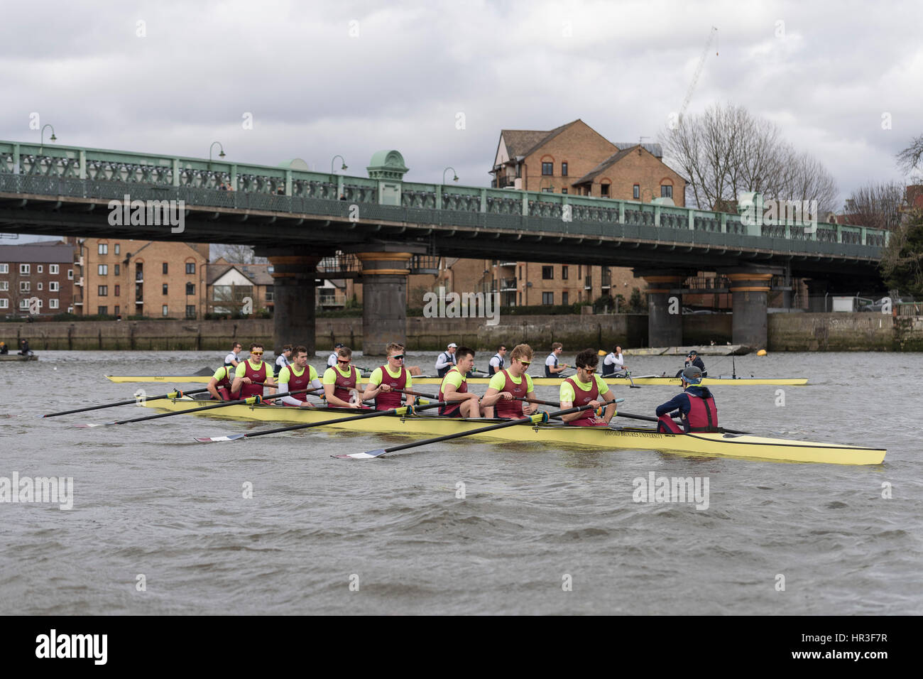 Boat Race Fixture.  Oxford University  Boat Club v Oxford Brookes. 26th February 2017.   As preparation for the The Cancer Research UK Boat Races, Oxford and Cambridge clubs participate in a number of Fixtures against other clubs.  Crew list:-  OUBC Blue Boat: 8 Vassilis Ragoussis (stroke), 7 James Cook , 6 Mike DiSanto, 5 Olivier Siegelaar, 4 Josh Bugajski, 3 Oliver Cook , 2 Matthew O’Leary , 1 William Warr (Bow), Sam Collier (Cox),  Oxford Brookes 1st ,  8 Jamie Stanhope (stroke), 7 Henry Swarbrick, 6 Morgan Bolding, 5 Michael Glover, 4 Rory Gibbs, 3 Richard Hawkins, 2 Robbie Massey, 1 Jamie Stock Photo