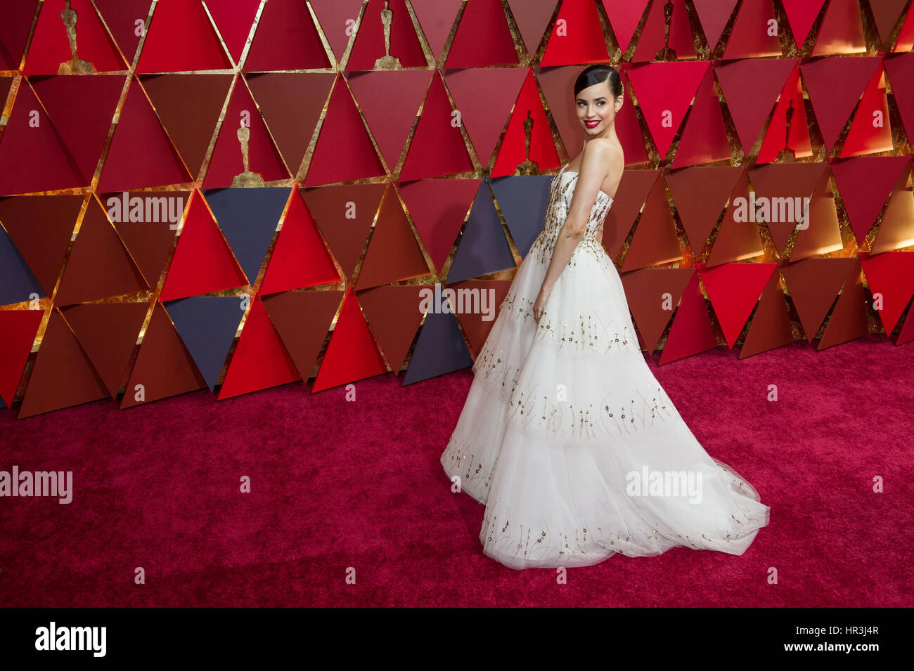 Los Angeles, USA. 26th Feb, 2017. Actress Sofia Carson arrives for the red carpet of the 89th Academy Awards at the Dolby Theater in Los Angeles, the United States, on Feb. 26, 2017. Credit: Yang Lei/Xinhua/Alamy Live News Stock Photo