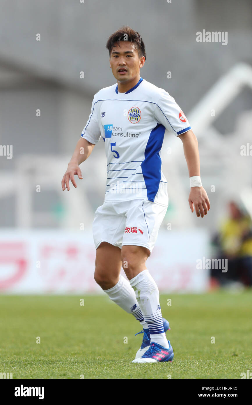 Kyoto Nishikyogoku Athletic Stadium, Kyoto, Japan. 26th Feb, 2017. Shunya Suganuma (Montedio), FEBRUARY 26, 2017 - Football /Soccer : 2017 J2 League match between Kyoto Sanga F.C. 1-2 Montedio Yamagata at Kyoto Nishikyogoku Athletic Stadium, Kyoto, Japan. Credit: YUTAKA/AFLO SPORT/Alamy Live News Stock Photo